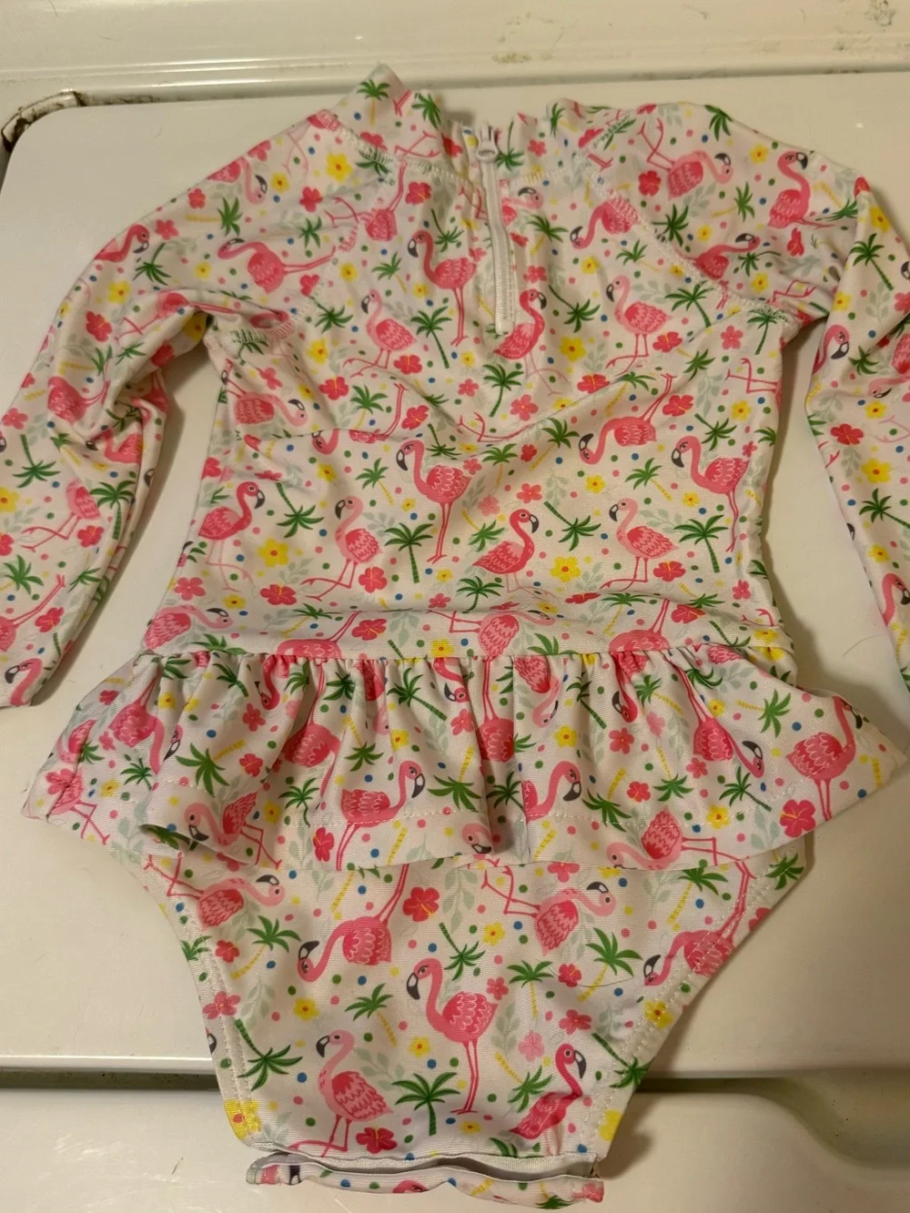 Flap Happy Flamingo rashguard swim bathing suit baby girl infant size 18mos EUC
